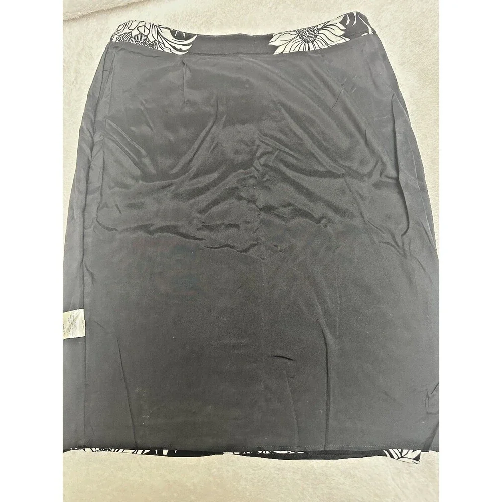 Anna Rachele Women's Floral Black & White Pencil Lined Midi Skirt Sz 8/44 Italy